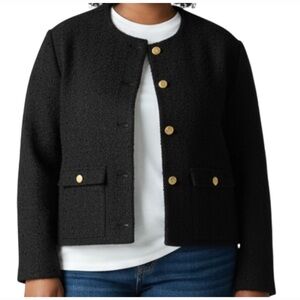 Abercrombie & Fitch‎ Black Collarless Boucle Tweed Jacket Women’s XL